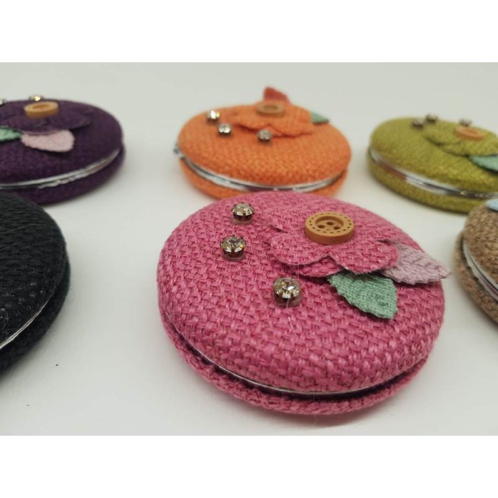 Fabric Covered Steel Makeup Mirror