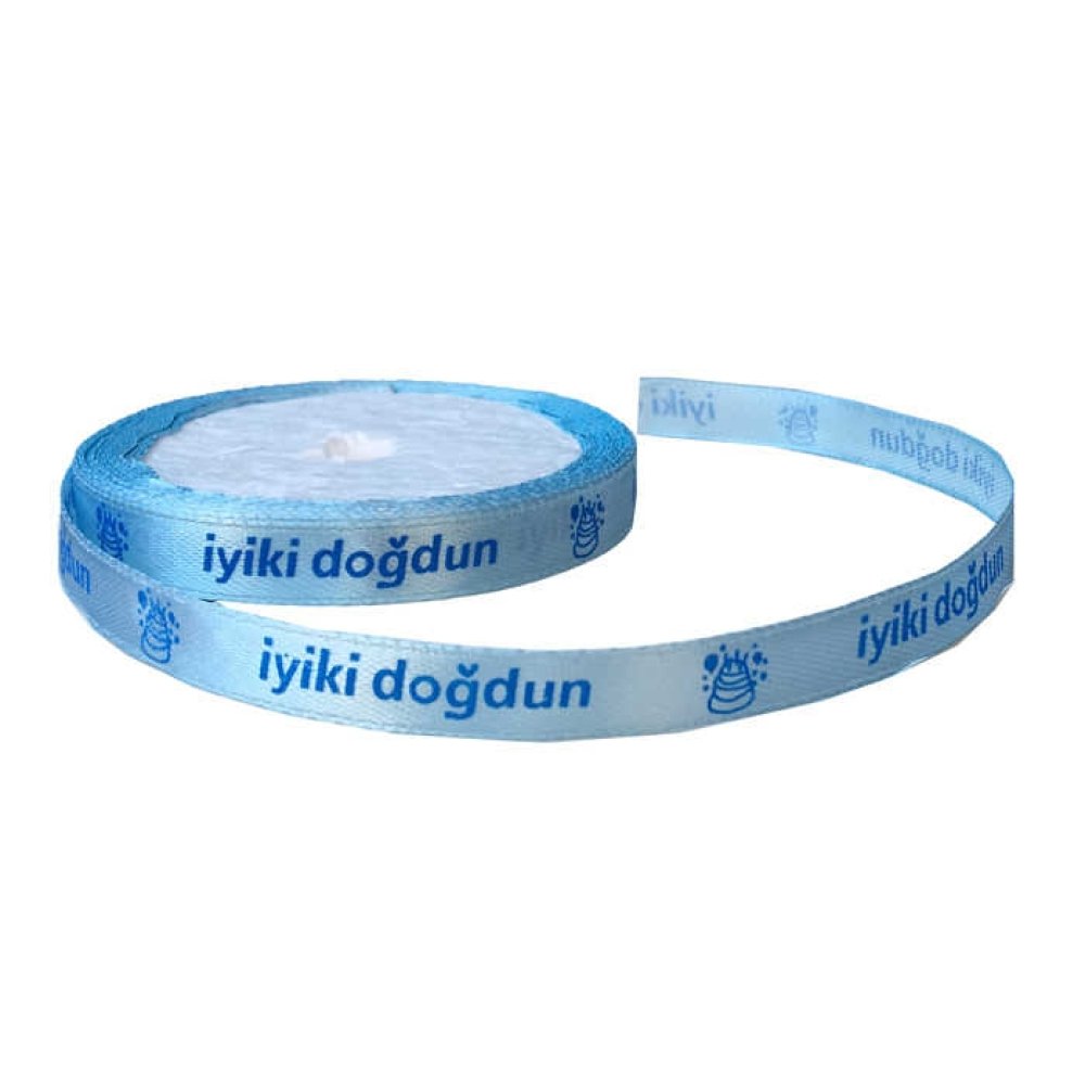 Ribbon Happy Birthday Written 1Cm 100Mt Blue P10-60