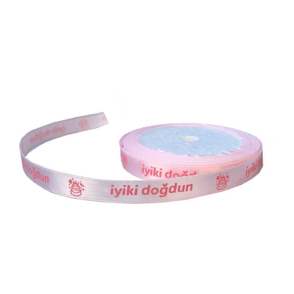 Ribbon Happy Birthday Written 1Cm 100Mt Pink P10-60