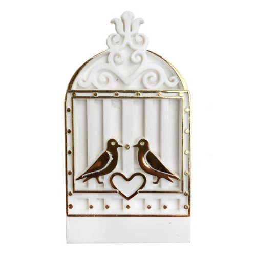 Bird Cage Heart Plastic White Pk:25-60