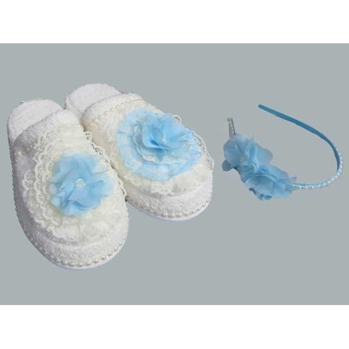 Postral Slipper With Pearl Plastic Ornament Blue P1