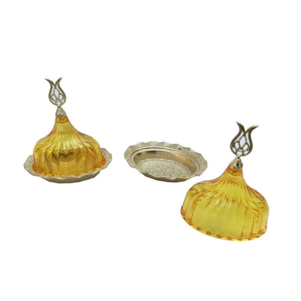 Delight Holder With Crystal Cover Large Oval Yellow P10-20