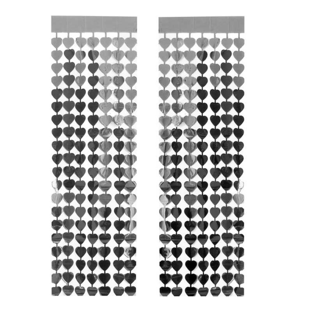 Metallized Background Ornament Heart Local Silver Pk:2 Kl Kl:50