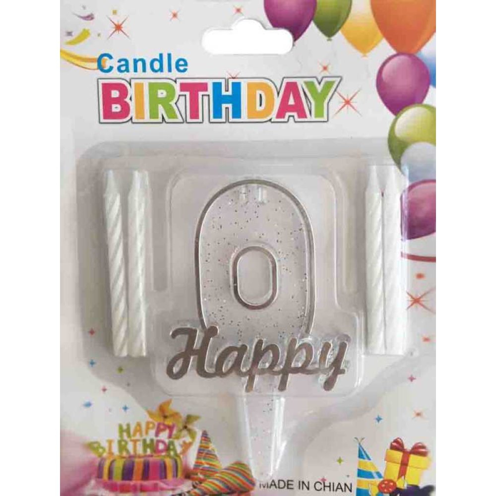 Candle 0 Age Happy Written Silver Pk:1 Kl:600