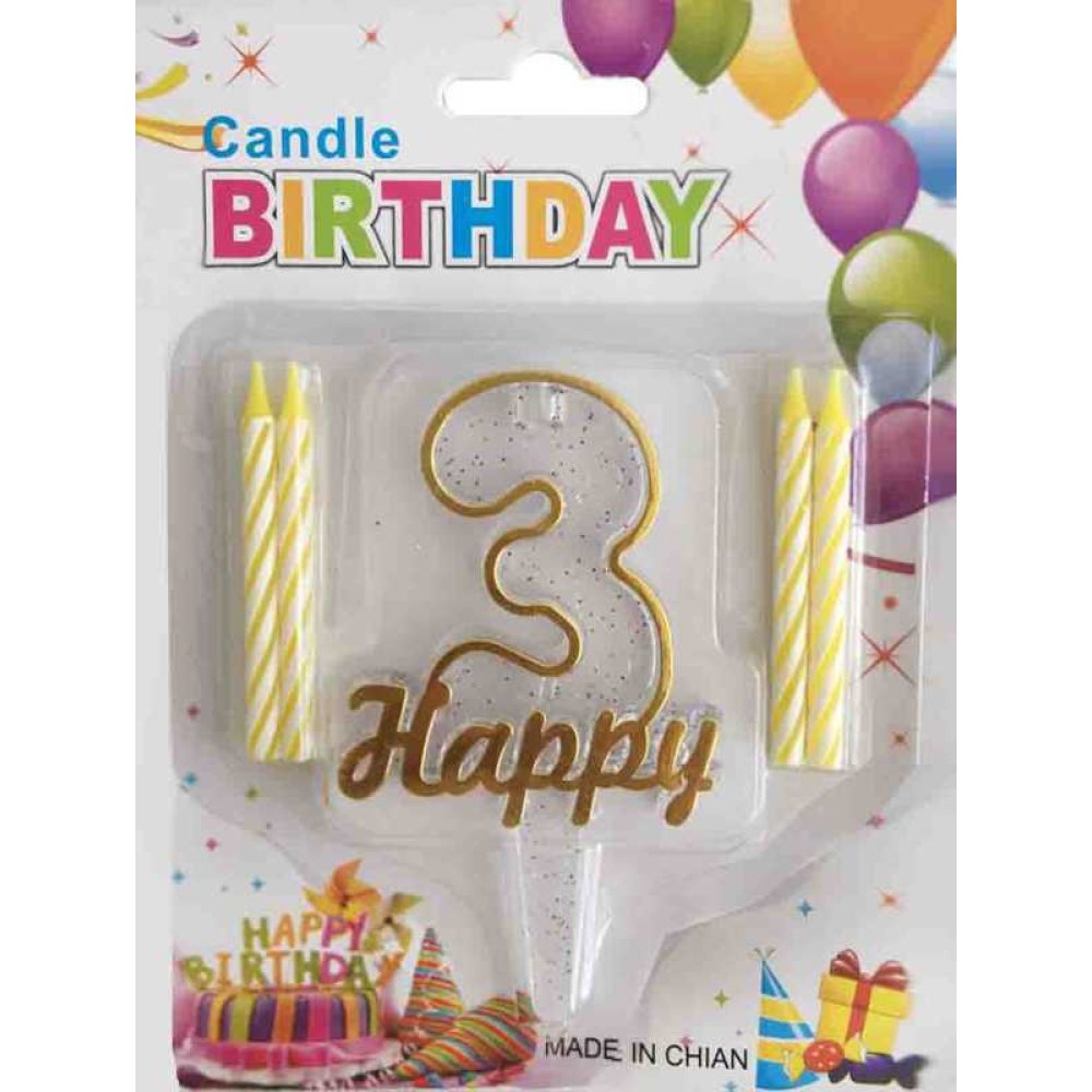 Candle 3 Age Happy Written Gold Pk:1 Kl:600