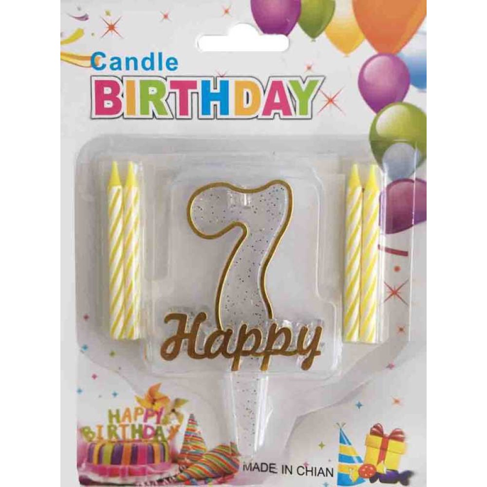 Candle 7 Year Happy Written Gold Pk:1 Kl:600