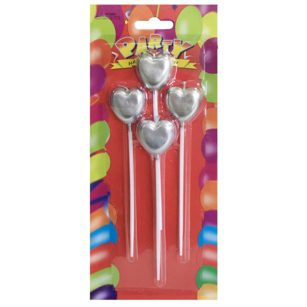 Silver With Candle Heart And Rod Pk:4 Kl:144