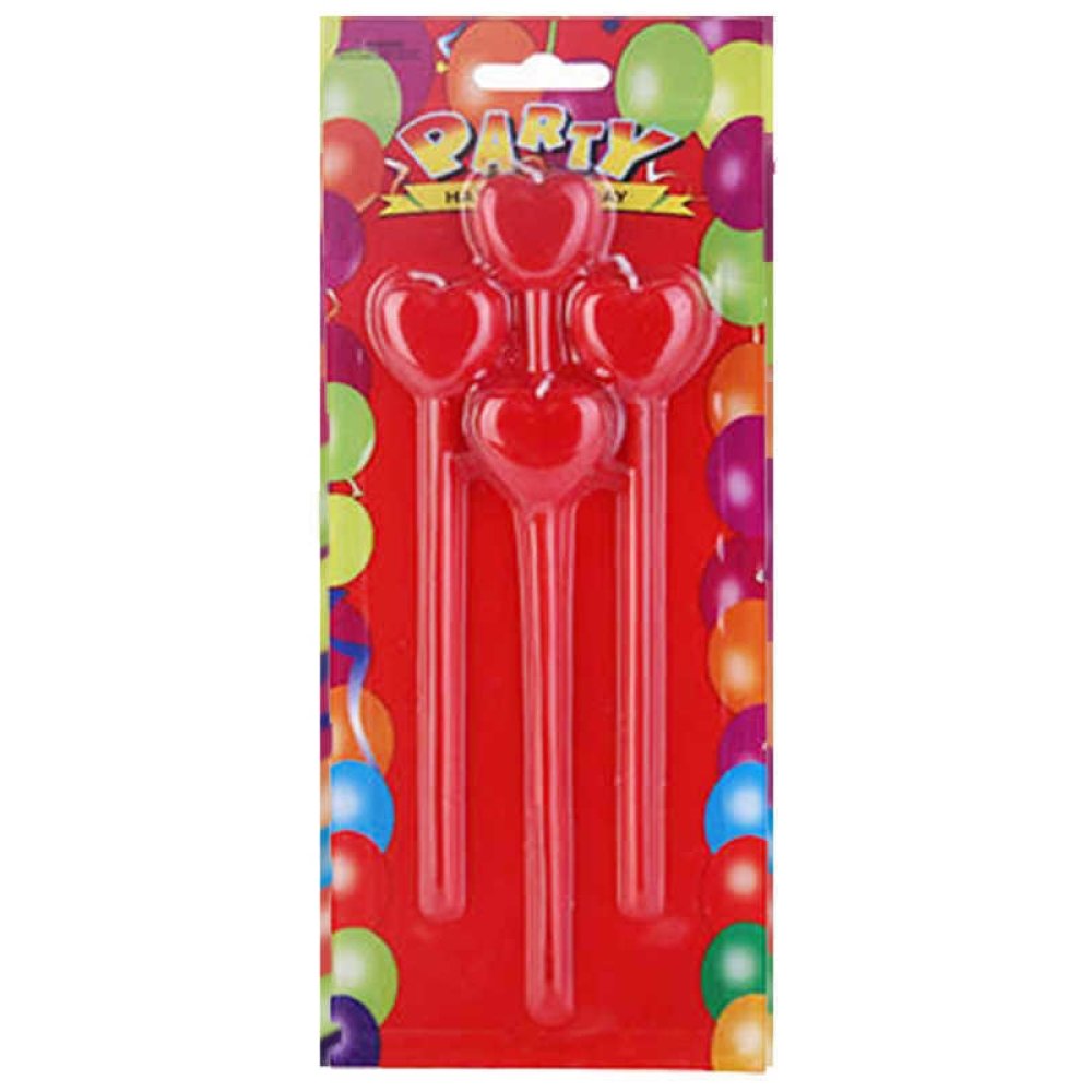 Candle Heart And Rod Red Pk:4 Kl:144