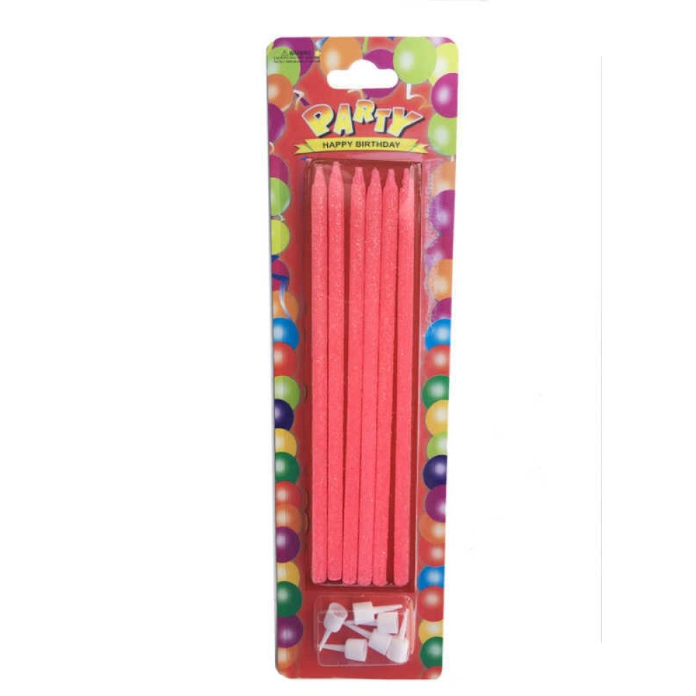 Candle Silvery 14Cm Pink Pk:6 Kl:288