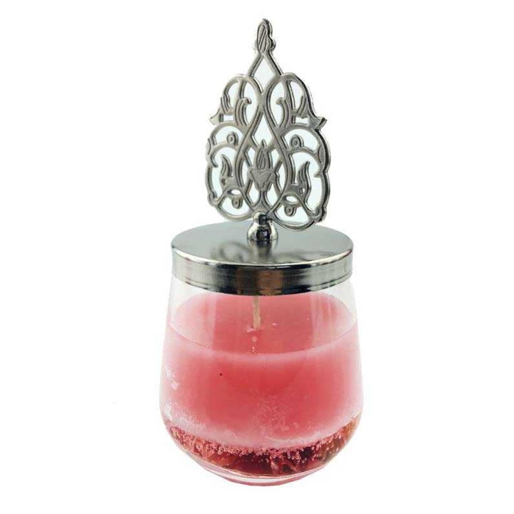 Candle (Sultan Wax) Glass Silver Domed Pink Pk:1-50