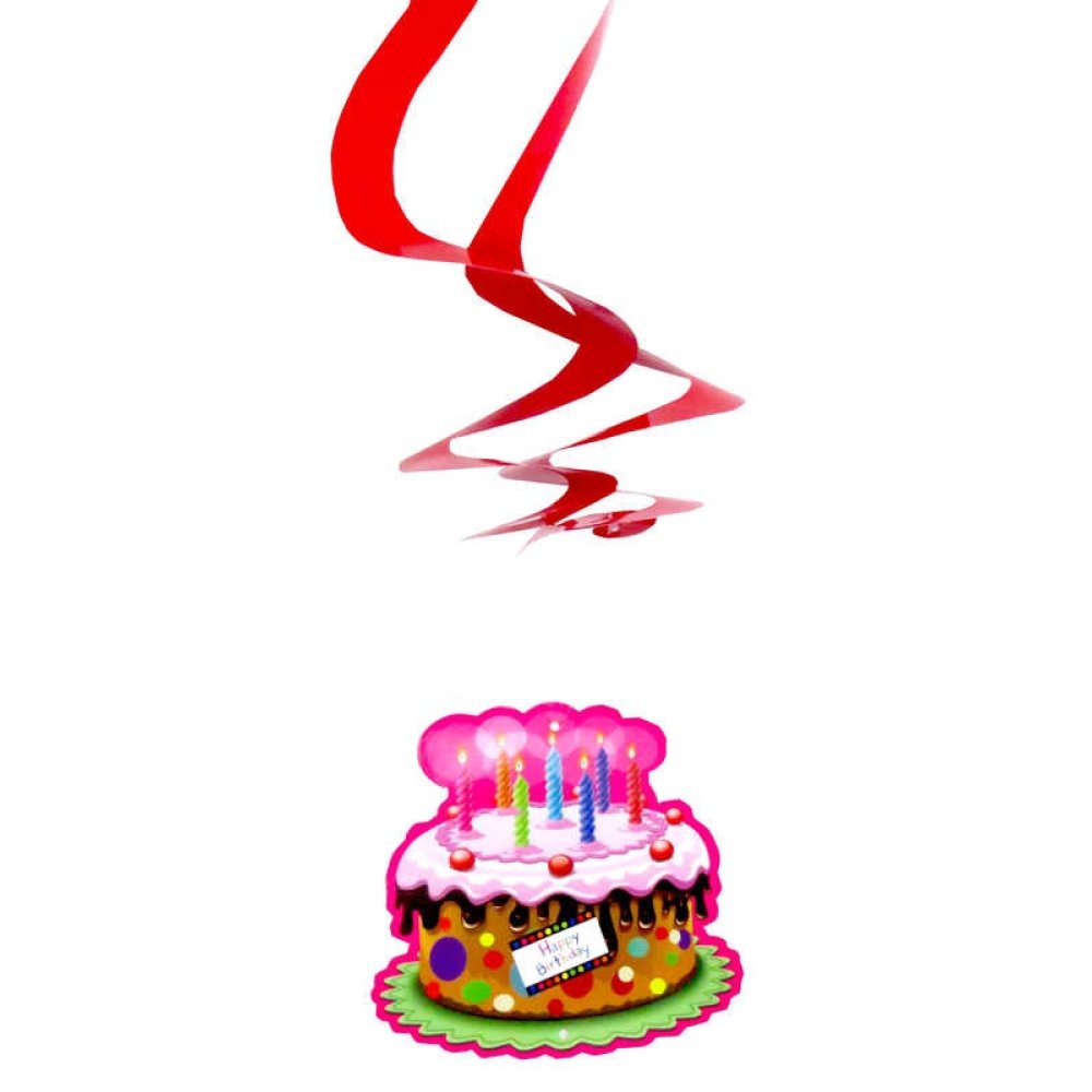 Middle Ornament Top Hanging Happy Birthday Pk6-300