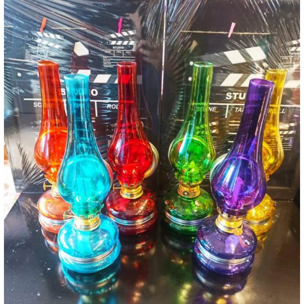 Colored Glass Gas Lamp Large Size