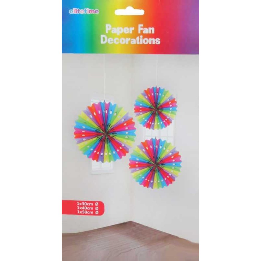 Colorful Fan Hanging Ornament Set of 3
