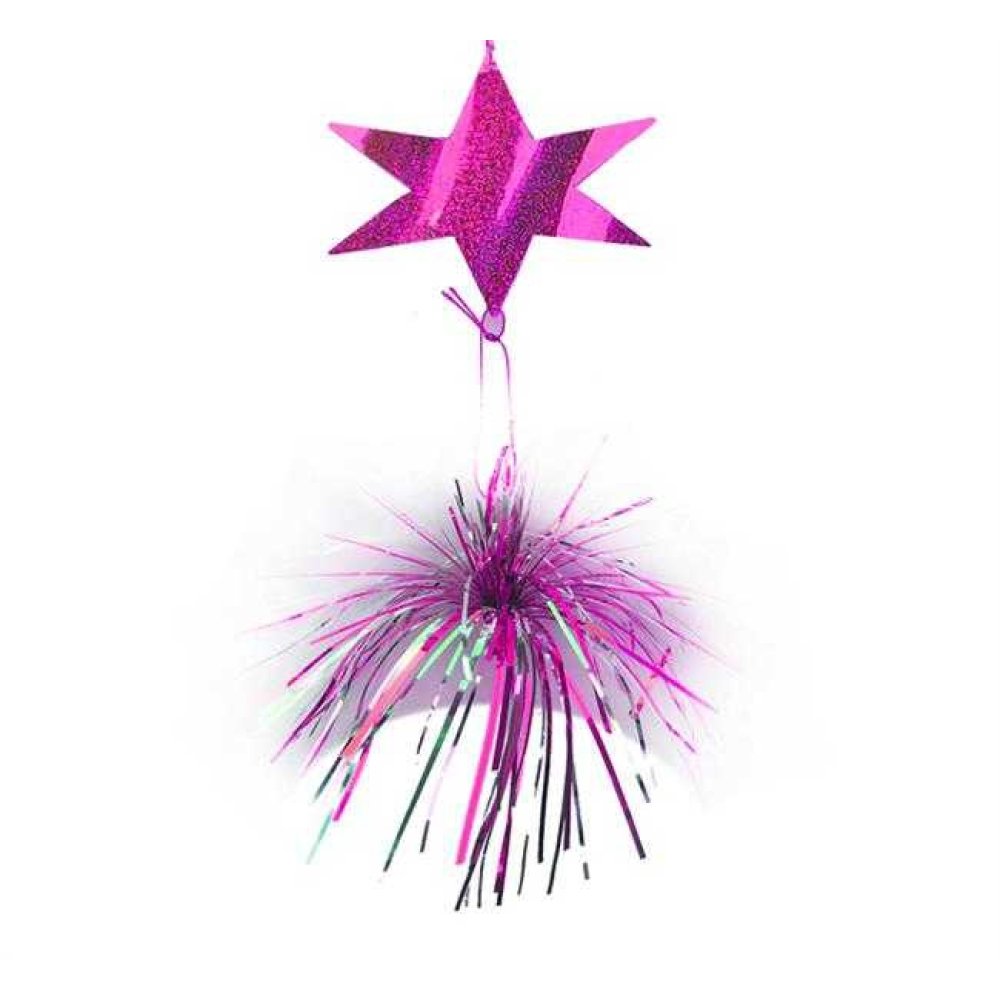 Ornamental Hologram Star 5 Piece Fringed Pink P10-500