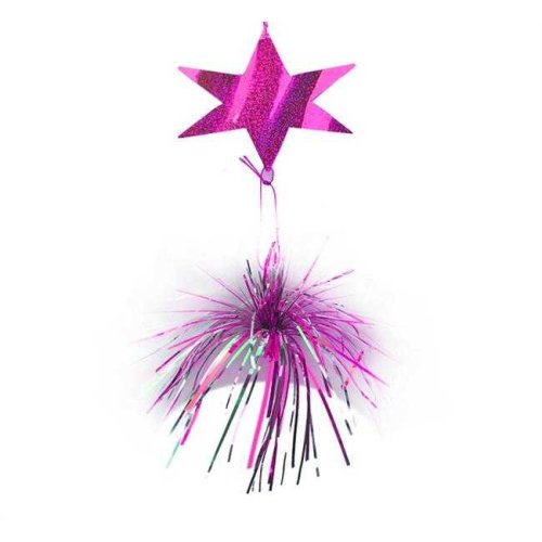 Ornamental Hologram Star 5 Piece Fringed Pink P10-500