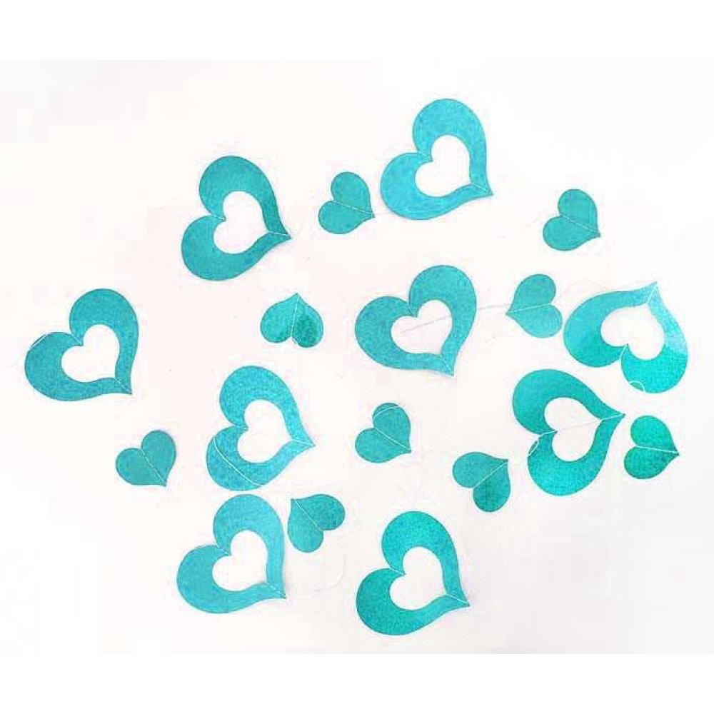 Ornament Heart Hologram Background Ornament 2Mt Turquoise Pk:1-500