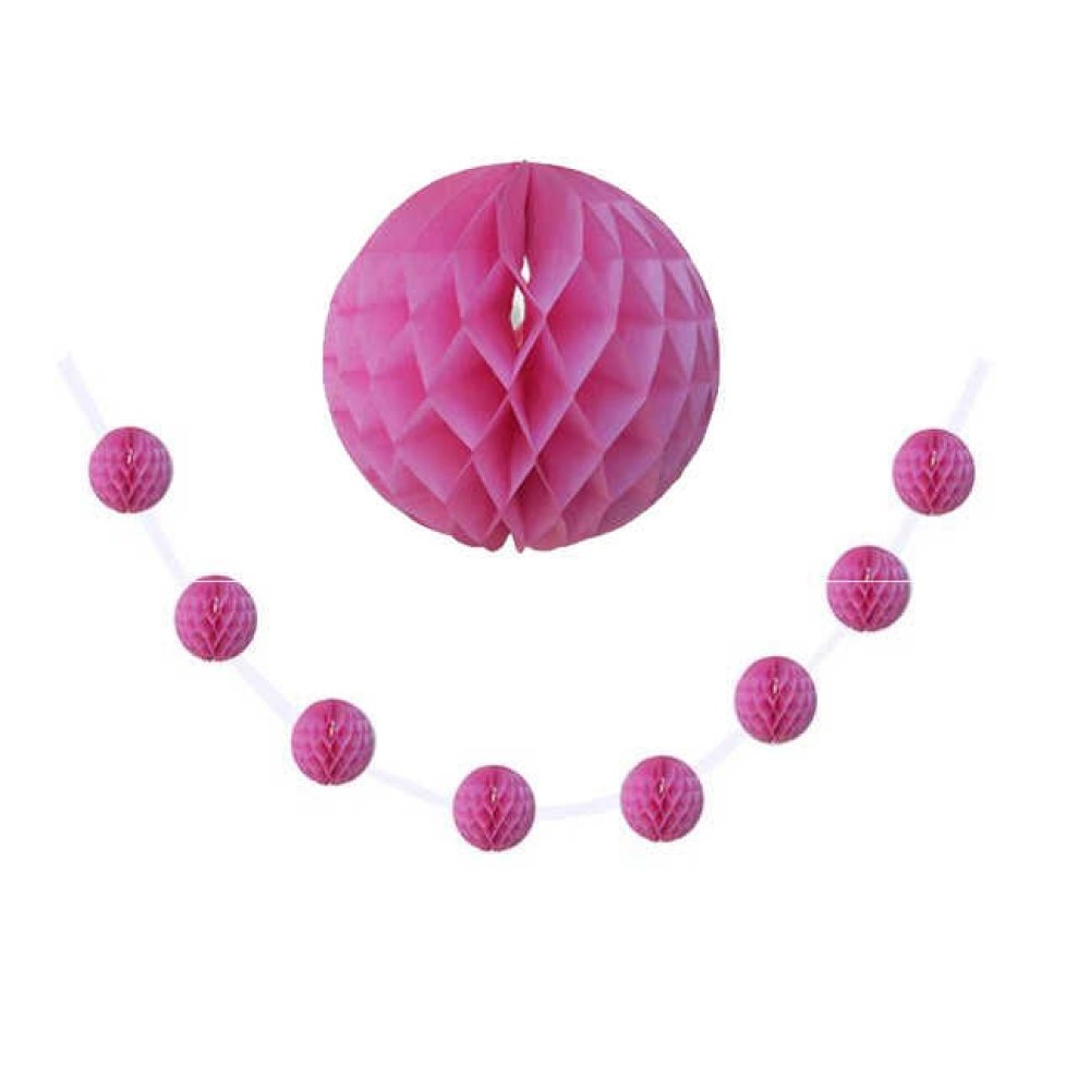 Ornamental Pompom Honeycomb 8 Piece Small Size Pink Pk8-200