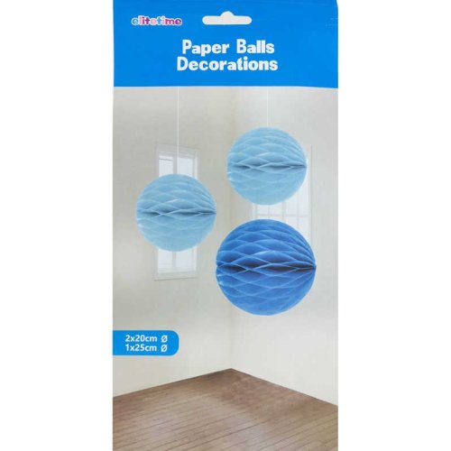 Ornamental Pompom Honeycomb 3 Piece Set Blue Pk:1 Kl:120