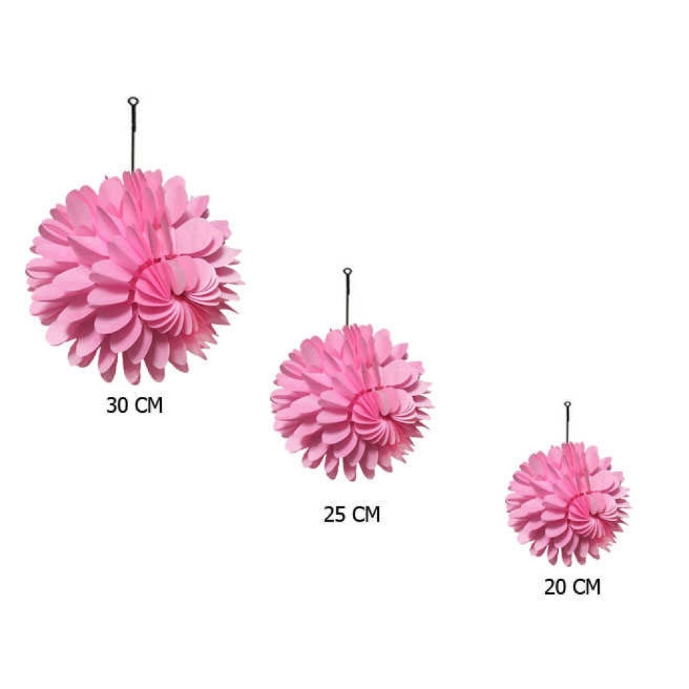 Ornamental Pompom With Honeycomb 3 Set Pink Pk:3 Kl:120