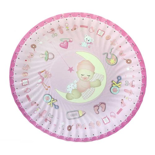 Plate Cardboard With Aydeded Pink 19Cm P8-180