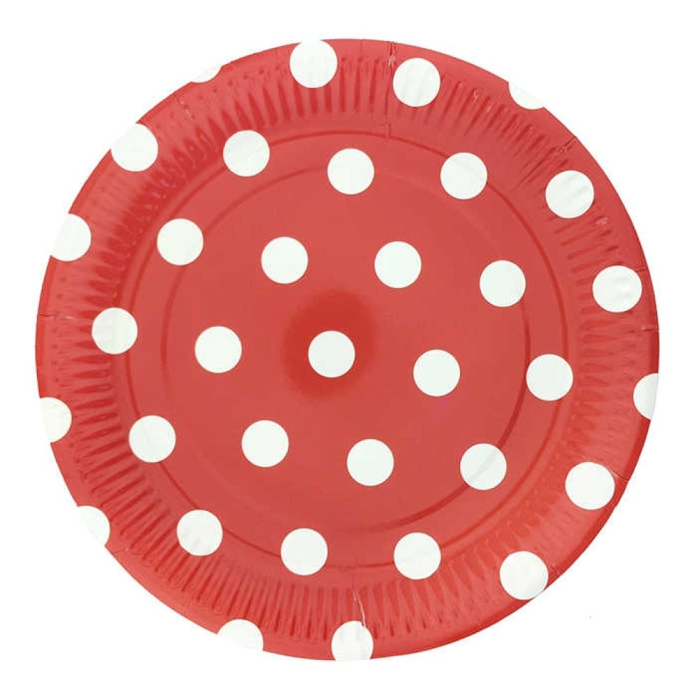 Plate Carton Red Points 23Cm P8-24