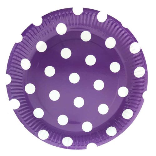Plate Cardboard With Purple Points 23Cm P8-24