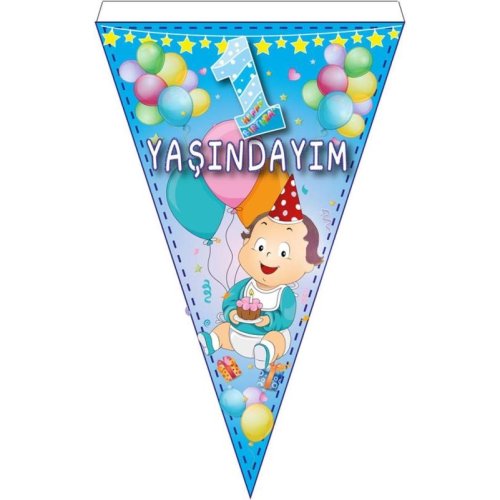 Wholesale 1 Year Birthday Decorations 1 Year Pennant Flag