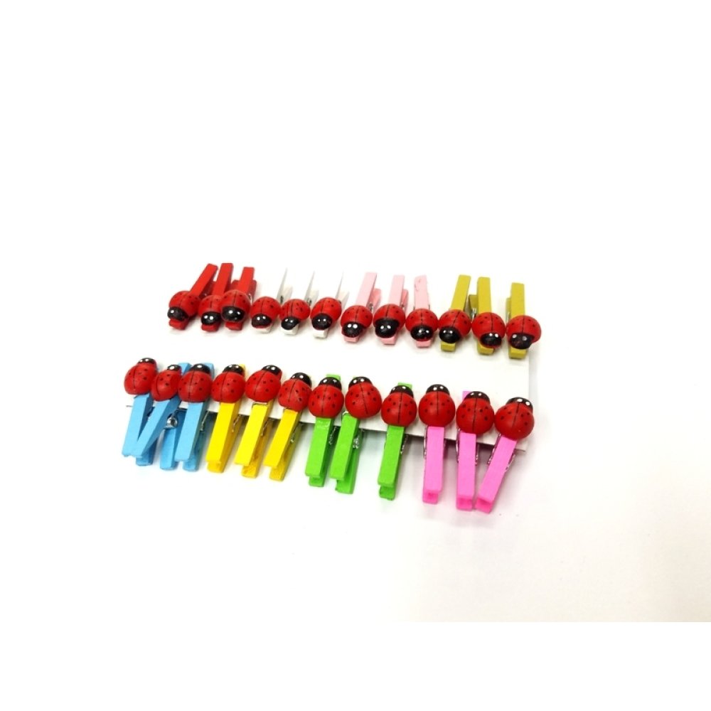 Wholesale 24 Pcs Wooden Ladybug Pegs