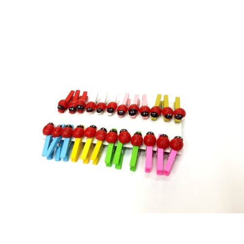 Wholesale 24 Pcs Wooden Ladybug Pegs
