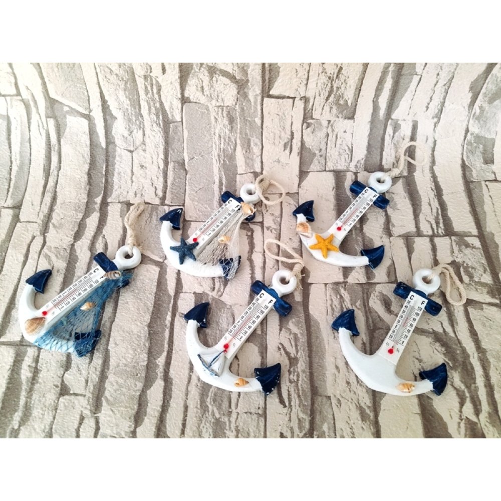Wholesale Wooden Anchor Shaped Thermometer Wall Decorations