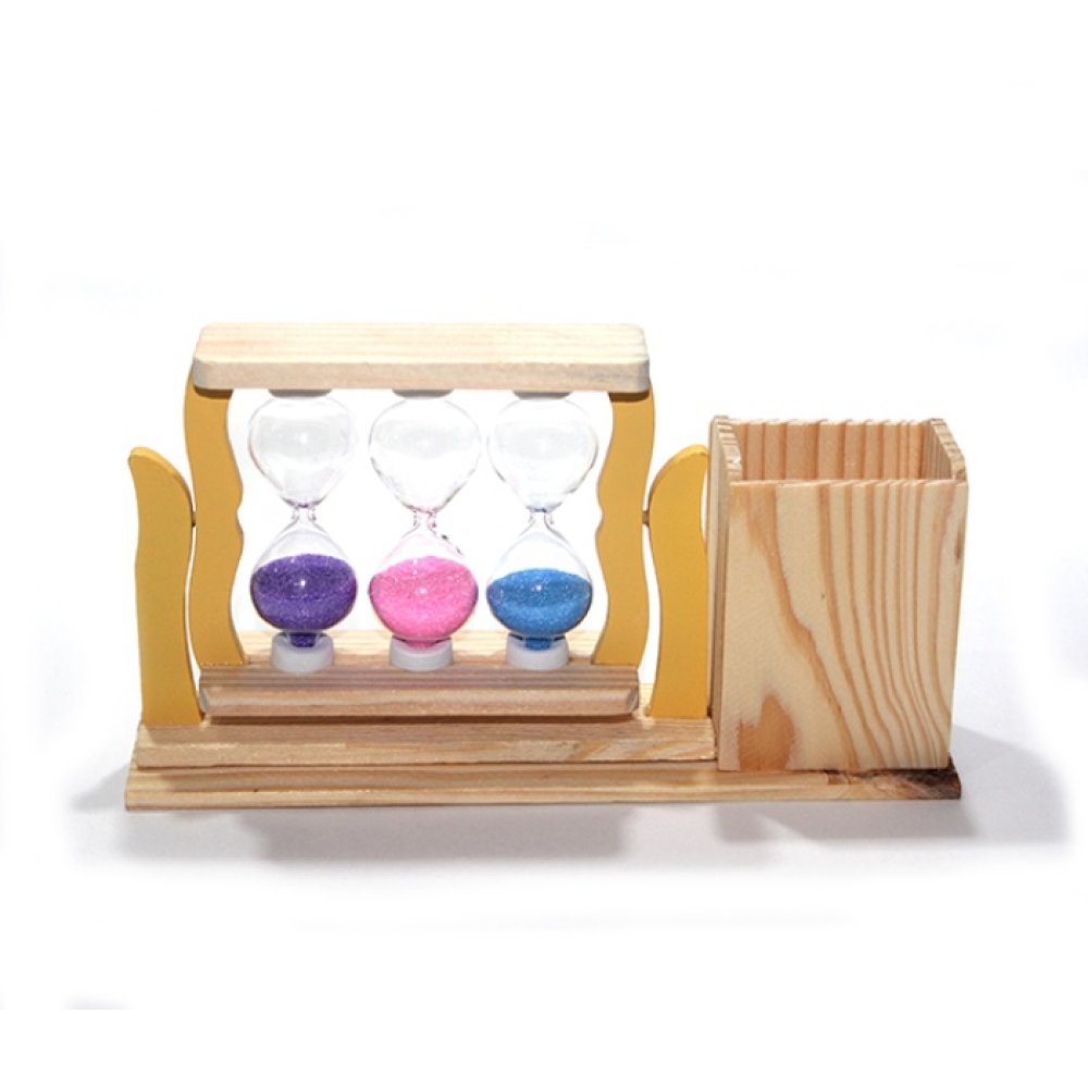 Wholesale Wooden Pen Holder 3 Pcs Hourglass