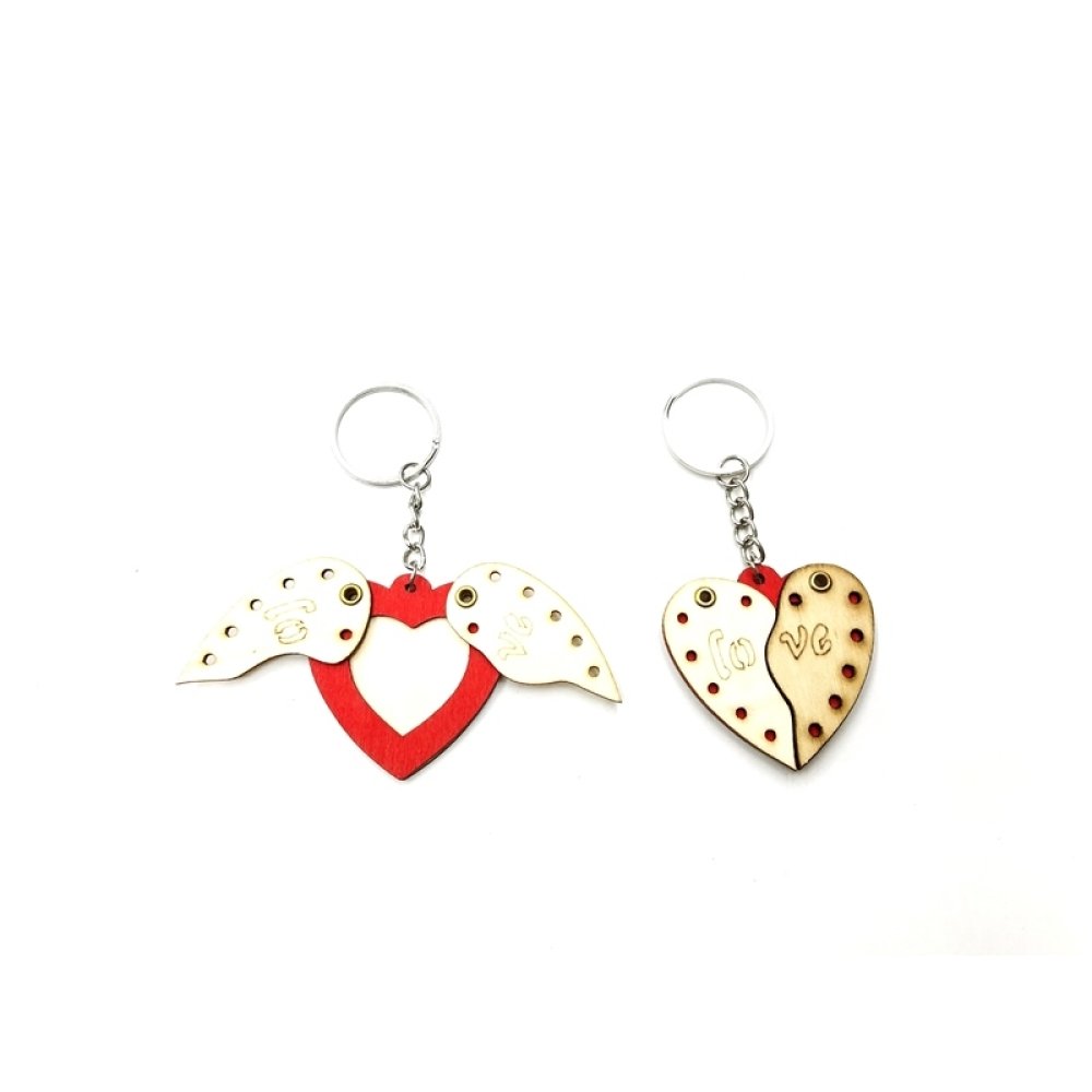 Wholesale Wooden Heart Keychain