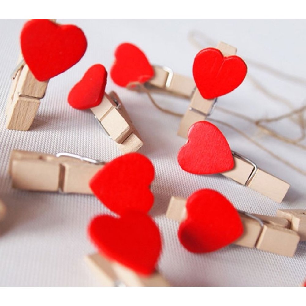 Wholesale Wooden Heart Peg Note Holder 10 pcs