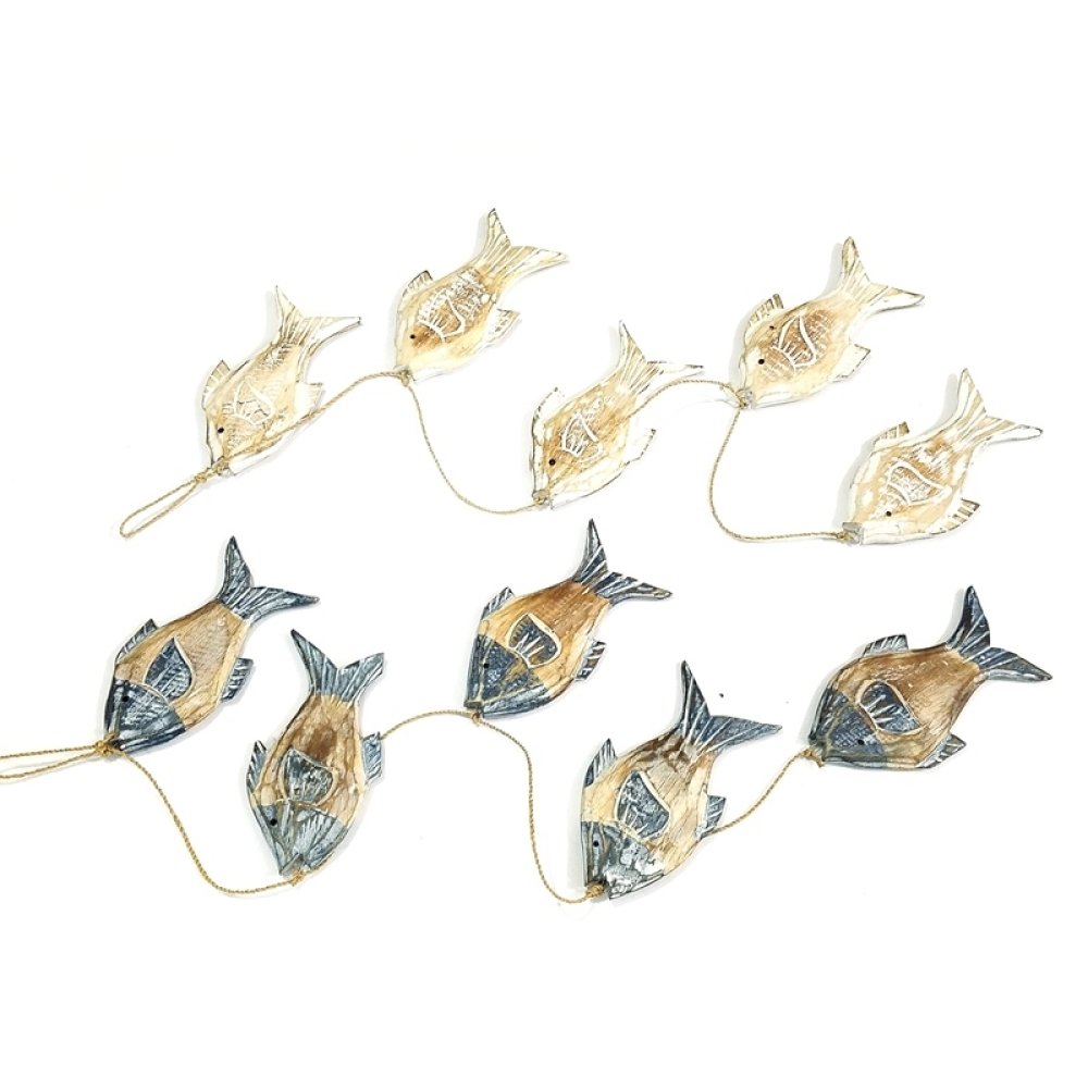 Mediterranean Style Wooden Fish Ornament