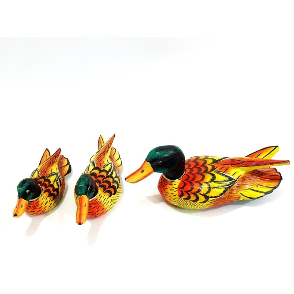 Wholesale Large Size 3 Piece Wooden Duck Trinket Set