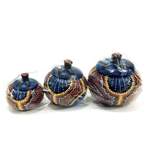 Large Wooden Spice Sugar Bowl Set