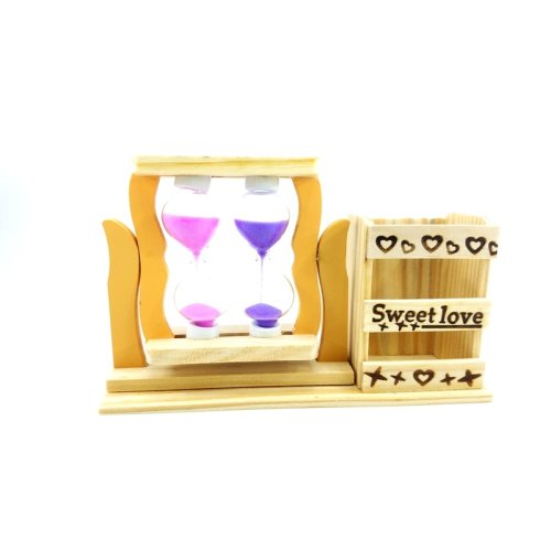 Wholesale Double Hourglass Sweet Love Wooden Pencil Holder