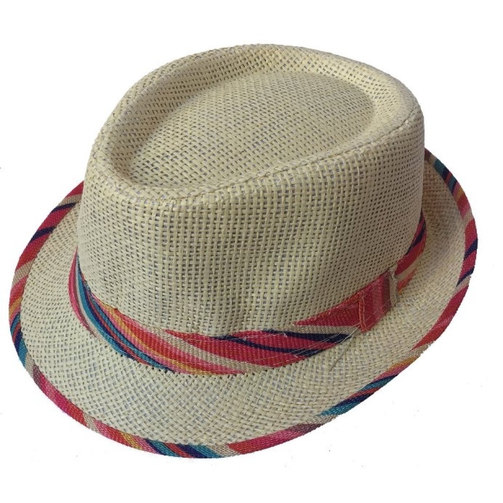 Wholesale Striped Straw Men's Women's Fedora Hats