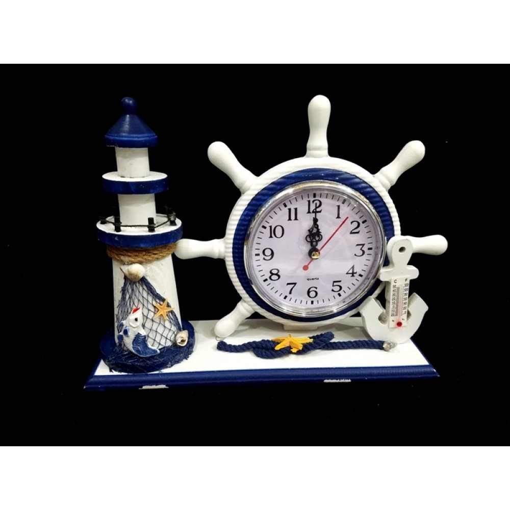 Wholesale Lighthouse Design Helm Clock With Thermometer
