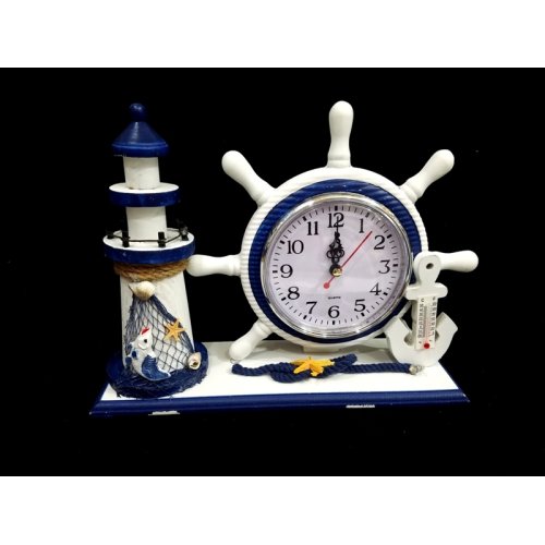 Wholesale Lighthouse Design Helm Clock With Thermometer