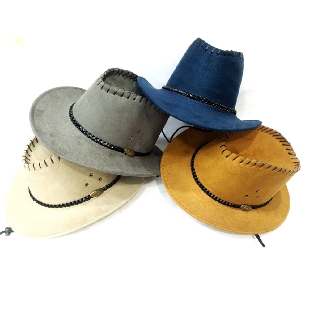 Wholesale Leather Drawstring Suede Cowboy Hat