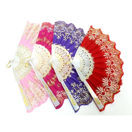 Wholesale Solid Color Patterned Glitter Fan