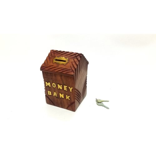 Wholesale House Shaped Locked Wooden Piggy Bank