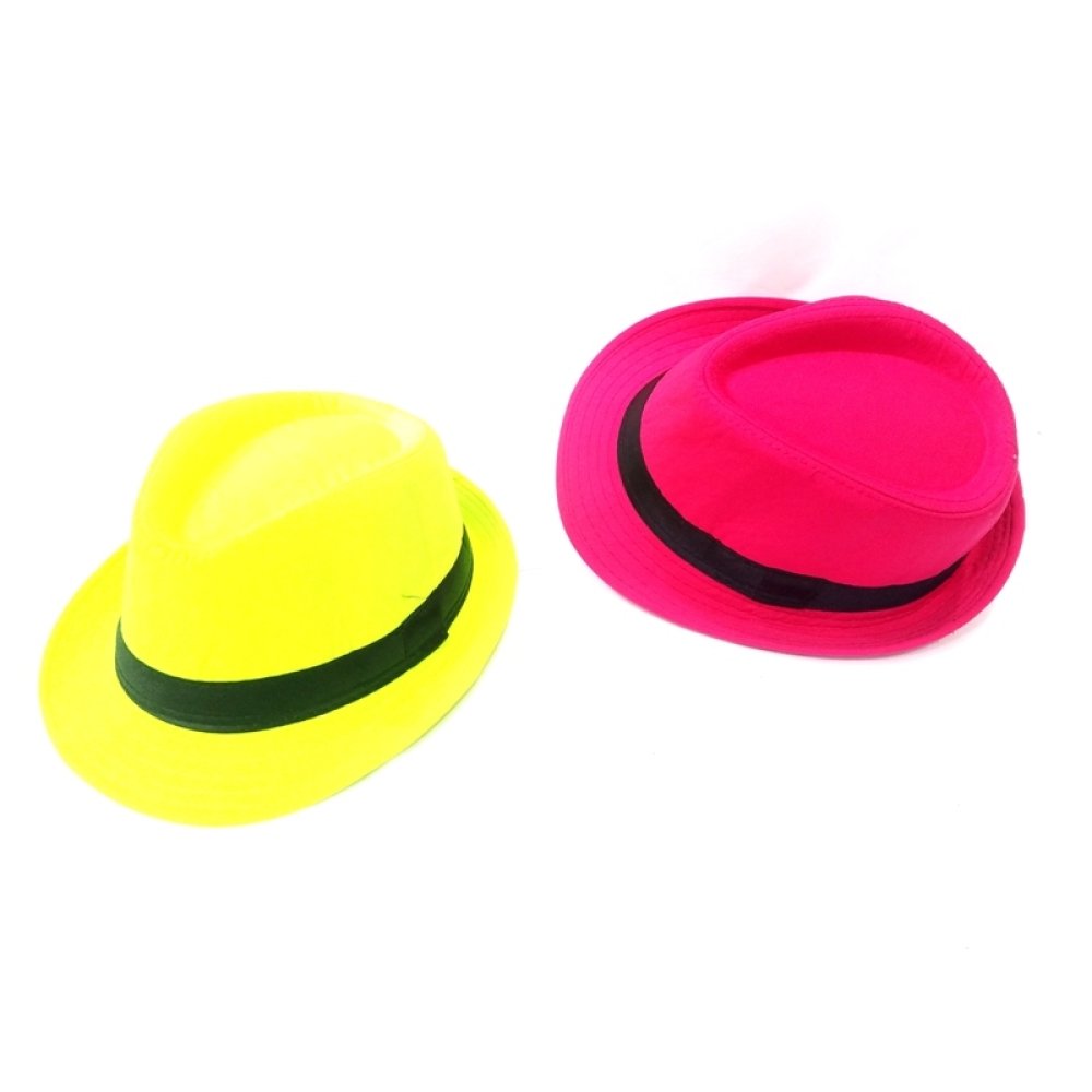 Wholesale Fluorescent Color Adult Fabric Fedora Hat