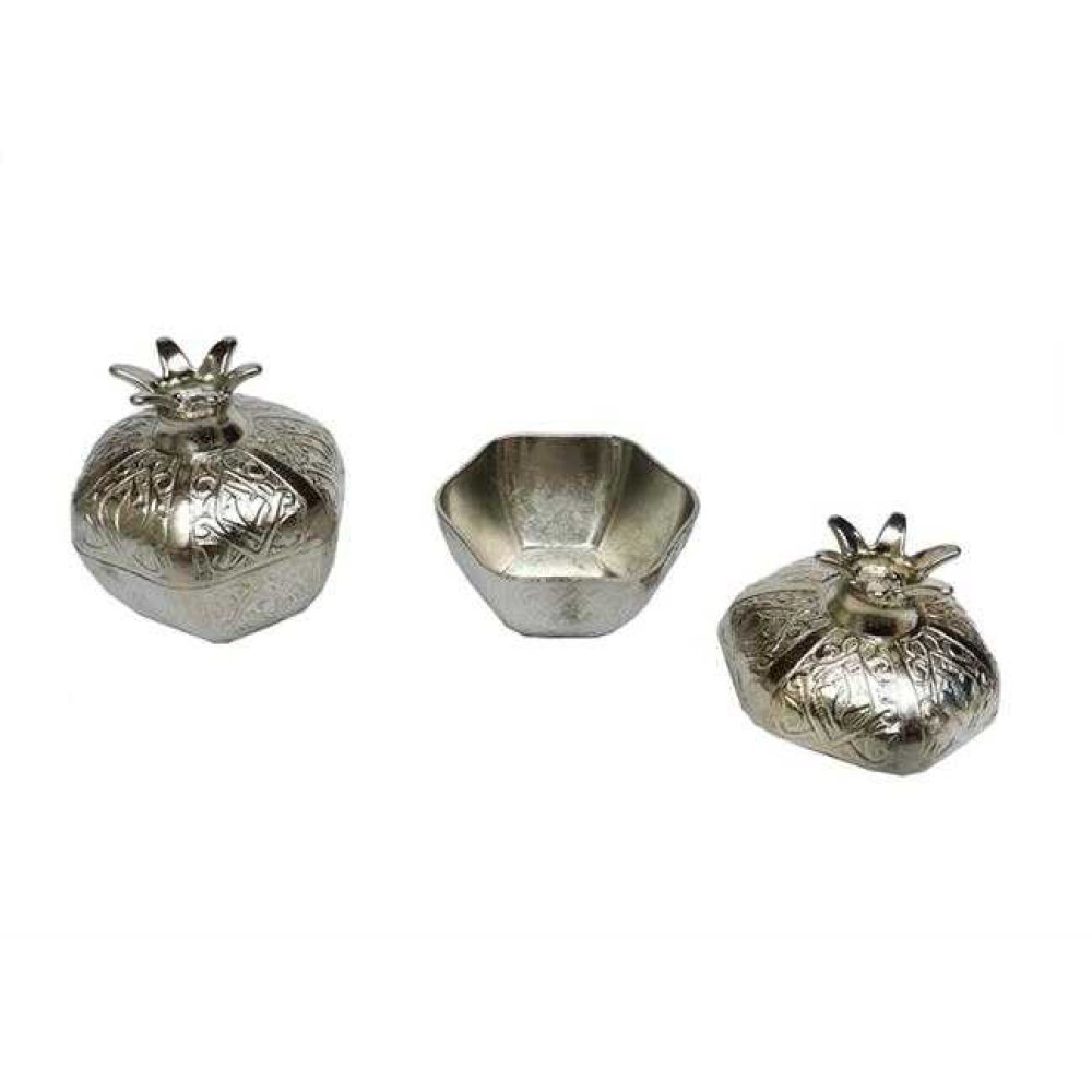 Wholesale Silver Color Wedding Candy Material Metal Pomegranate Box