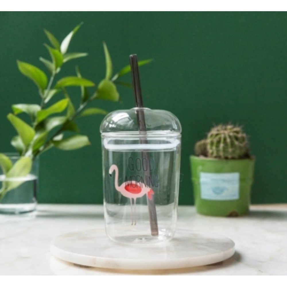 Wholesale Gift Glass Cup With Straw