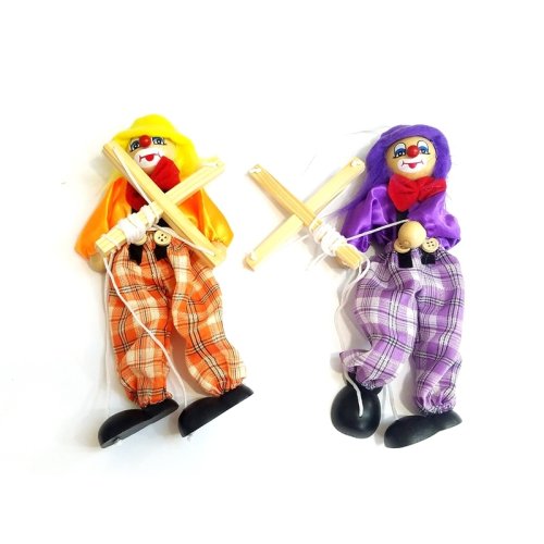 Wholesale Rope Handled Wooden Cloth Clown Puppet Small Size