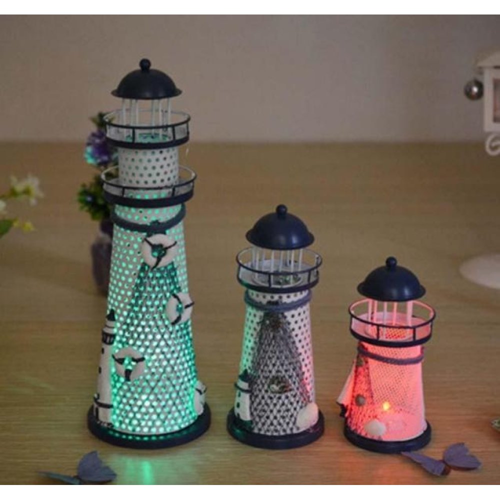 Wholesale Illuminated Metal Lighthouse Candle Holder 14 cm