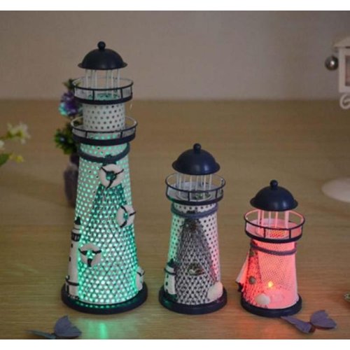 Wholesale Illuminated Metal Lighthouse Candle Holder 14 cm