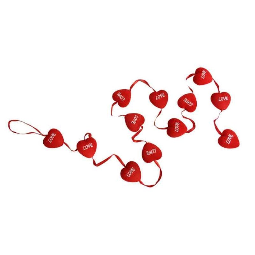 Wholesale Love Written Flock Plated Red Heart Ornament 12 Pieces